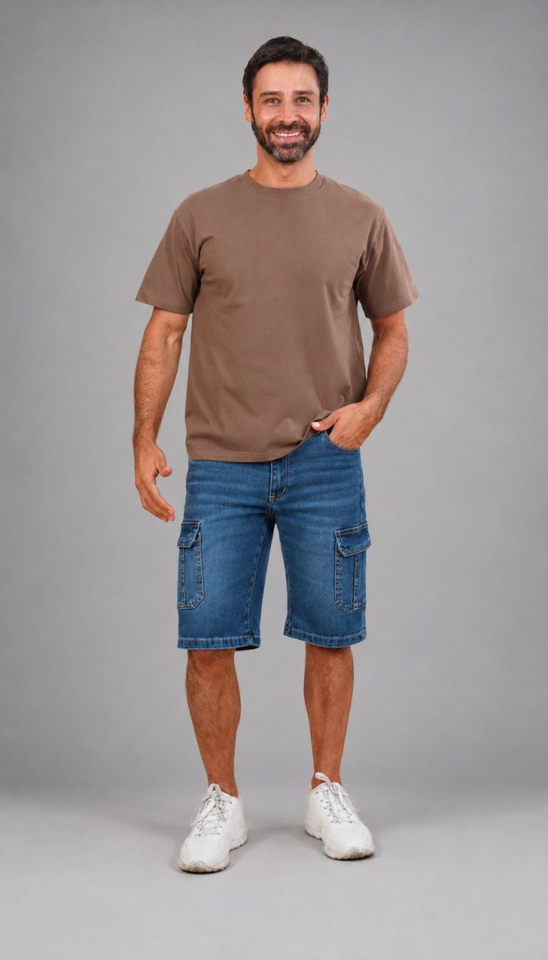 Short Denim Cargo Mid
