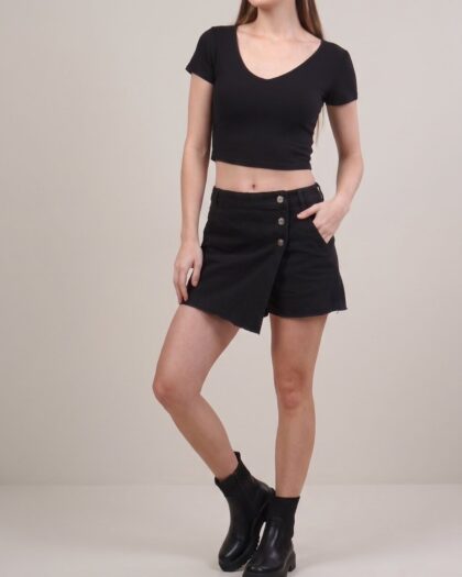 Short Denim Skort Black